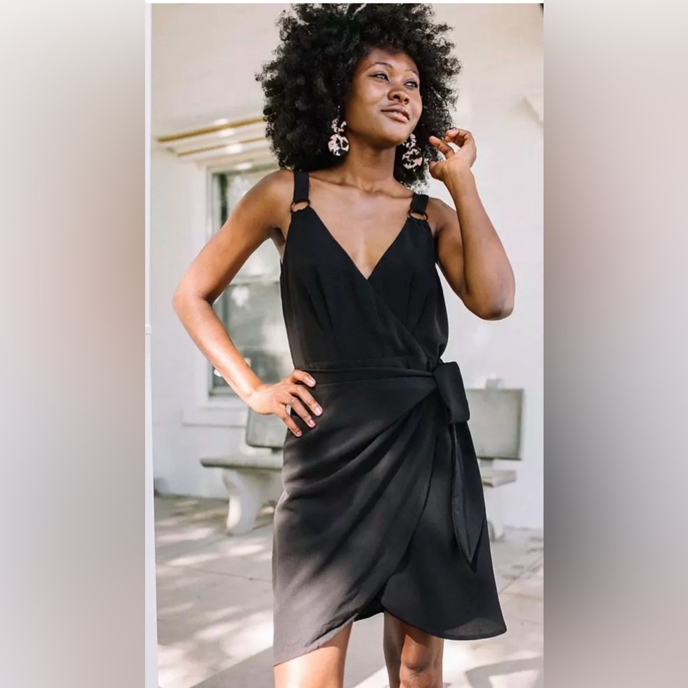 Willow & Root‎ Wrap Black Surplice Dress XS